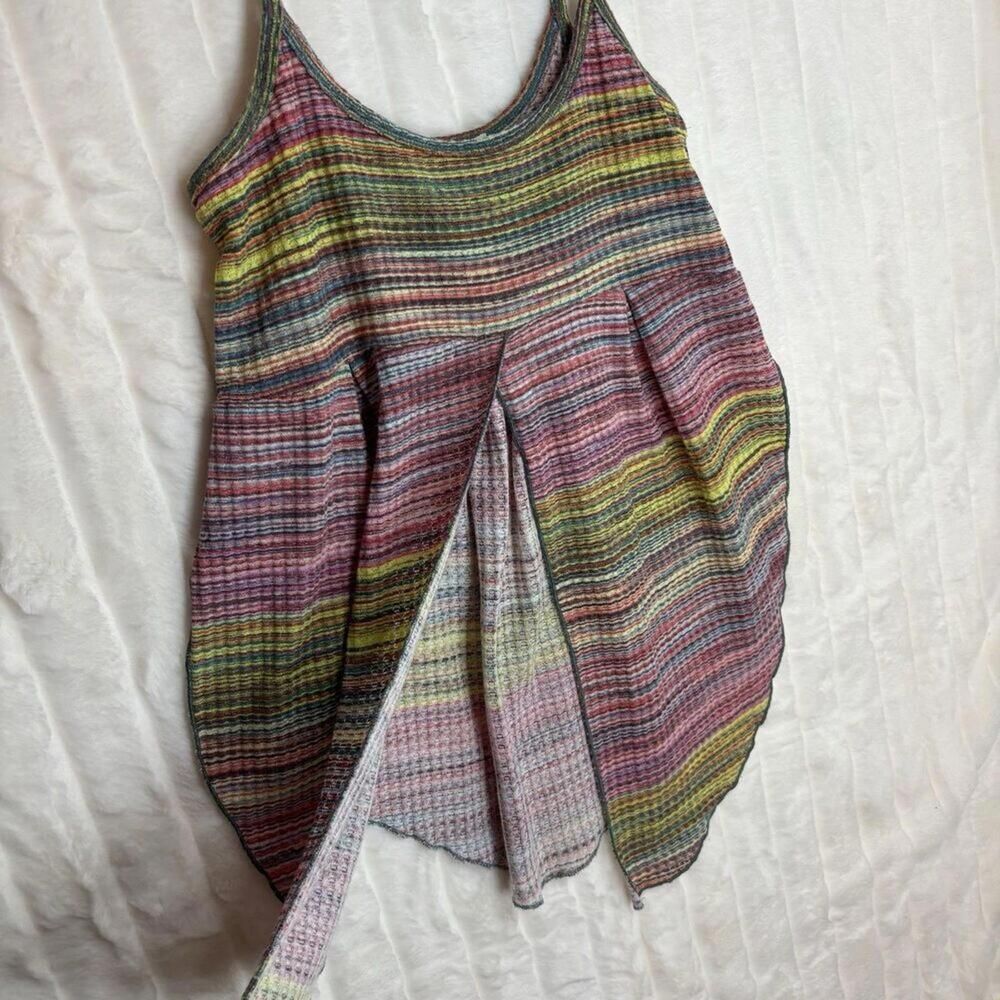 Earthbound Trading Co Colorful Split Front Camisole Slit Sides Y2K 90s Medium - Picture 3 of 11